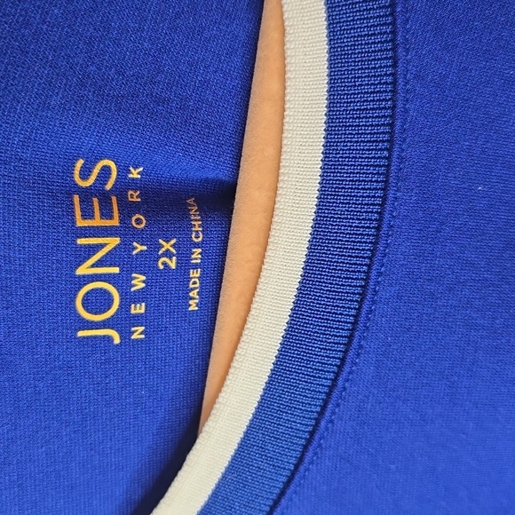 Men's Jones New York Blue T-Shirt, Size 2X - Picture 4 of 5